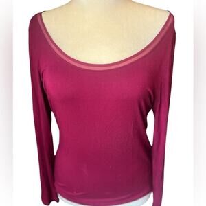 Elie Tahari Scoop Neck Long Sleeve Top - Large
